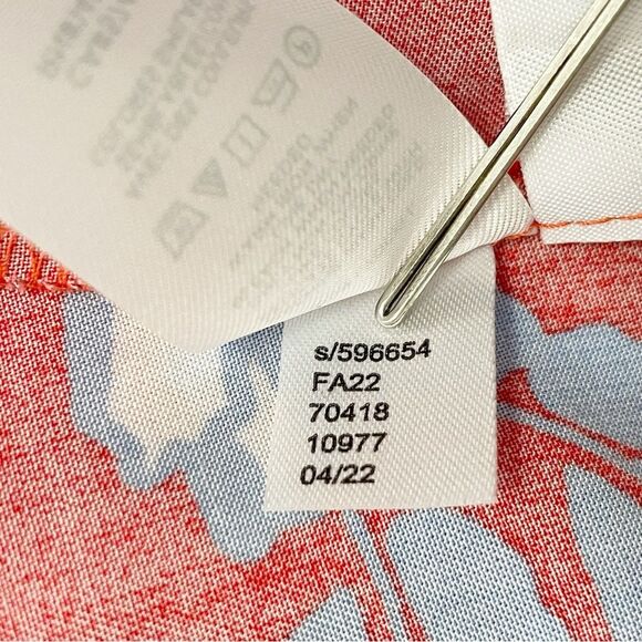 LOFT Floral Flare Retro Shirt Dress Coral Red Blue White Size 14P | 14 Petite - Picture 13 of 14